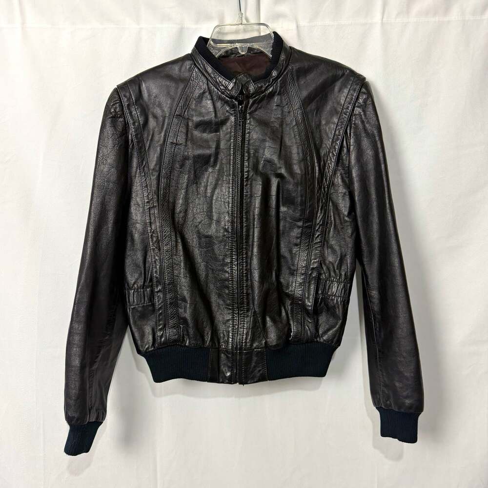 Vintage Casablanca Men's Black Bomber Jacket Size 42 Full Zip